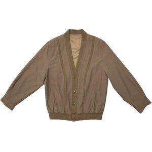 Nodiak (Spain) 70s Vintage Herringbone Knit Trim Cardigan Jacket : M